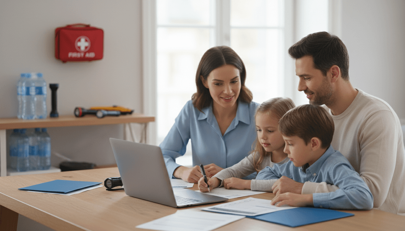 Family planning emergency preparedness together at home with emergency supplies